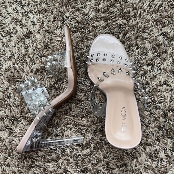 Pink Nude Round Toe Studded Heel - Picture 3 of 9